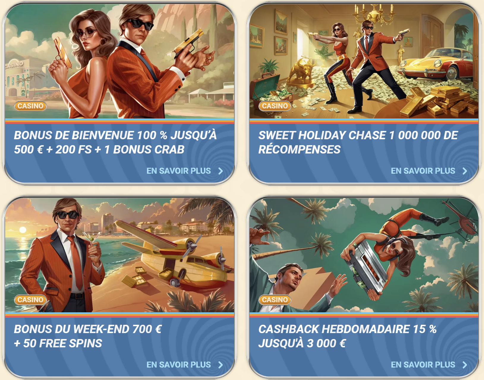 Interface des bonus Vegasino sur mobile
